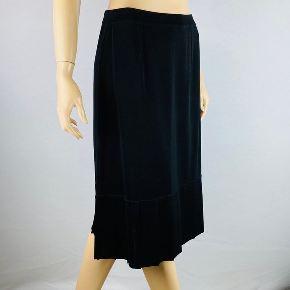 Exclusively Misook Black Pleat Hem Skirt S - Picture 2 of 6